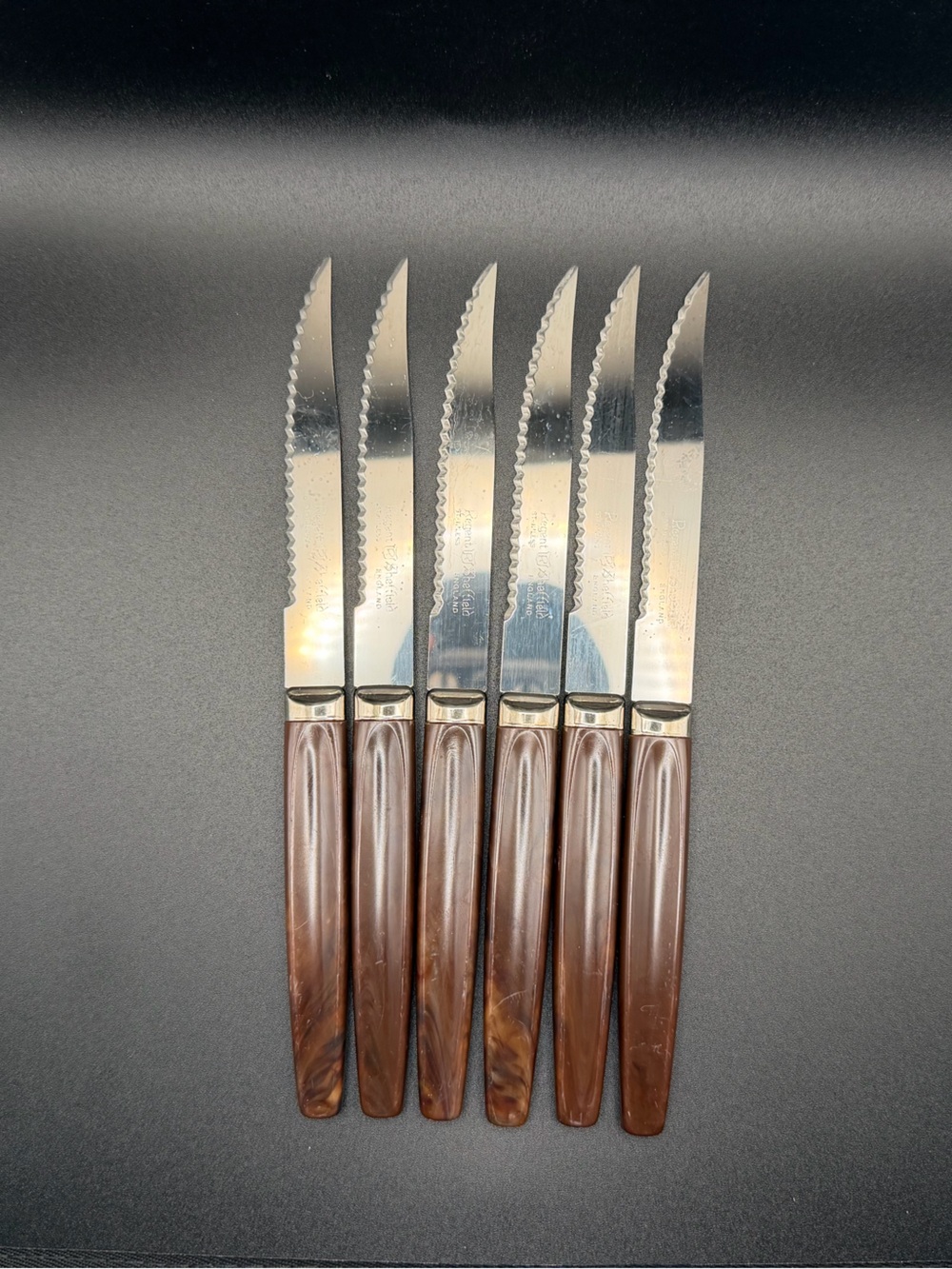 Regent Sheffield England Vintage 6pc Steak Knife Set EUC With Box